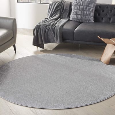 Nourison Home Nourison Essentials Silver Grey 6' x Round Area Rug - Easy Clean, Non Shedding, Bed Room, Living Room, Dining Room, Kitchen (6' x Round)