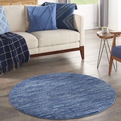 Nourison Home Nourison Essentials Navy Blue 4' x Round Area Rug - Easy Clean, Non Shedding, Bed Room, Living Room, Dining Room, Kitchen (4' x Round)