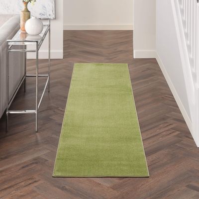 Nourison Home Nourison Essentials Green 2'2" x 7'6" Area Rug - Easy Clean, Non Shedding, Bed Room, Living Room, Dining Room, Kitchen (8' Runner)