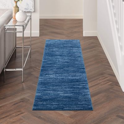 Nourison Home Nourison Essentials Navy Blue 2'2" x 7'6" Area Rug - Easy Clean, Non Shedding, Bed Room, Living Room, Dining Room, Kitchen (8' Runner)