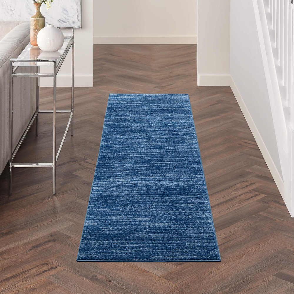 Nourison Home Nourison Essentials Navy Blue 2'2" x 7'6" Area Rug - Easy Clean, Non Shedding, Bed Room, Living Room, Dining Room, Kitchen (8' Runner)