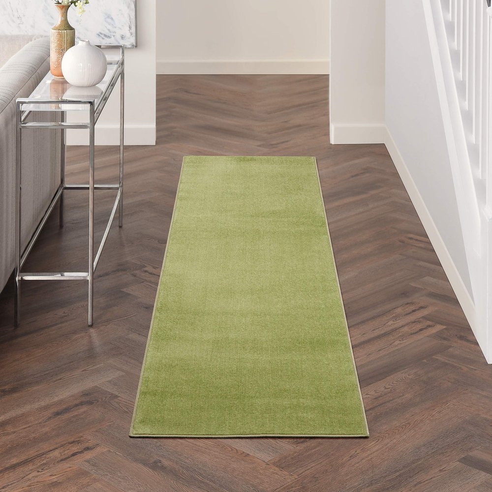 Nourison Home Nourison Essentials Green 2' x 6' Area Rug - Easy Clean, Non Shedding, Bed Room, Living Room, Dining Room, Kitchen (6' Runner)