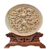 Natural Boxwood Carved Fengshui Folding Screen Salver Statue (Royal 9 Dragon) view 1