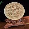 Natural Boxwood Carved Fengshui Folding Screen Salver Statue (Royal 9 Dragon) view 2