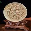 Natural Boxwood Carved Fengshui Folding Screen Salver Statue (Royal 9 Dragon) view 3
