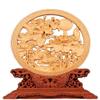 Natural Boxwood Carved Fengshui Folding Screen Salver Statue (Mandarin Duck Lotus) view 1