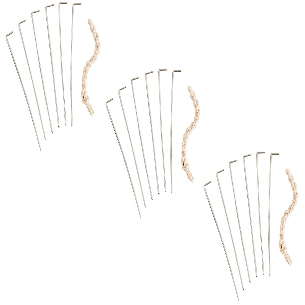 HIC Kitchen Roasting Holiday Turkey Lacer Kit, Cotton Butchers Twine, Reusable Stainless Steel Pins, For Trussing Rolled Or Stuffed Poultry And Meat, Set of 3