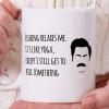 11 oz Ceramic Coffee Mug | 'Fishing Relaxes Me. It's Like Yoga Except I Still Get to Kill Something' Ron Swanson Quote | Parks and Rec Gift | Travel Mug, Tea Cup, Birthday Present | Double-Sided Print view 2