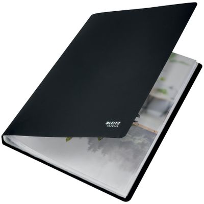 Leitz A4 Display Book, Includes 20 Fixed Plastic Pockets, 40 Sheet Capacity, 100% Recyclable, Eco Friendly, Recycle Range, 46760095, Black