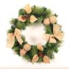 Wreath LIU- 17-inch Christmas, Decorated with Burlap and Pine Cones Rustic Front Door Home Farmhouse Wall Window Decoration view 4