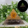 Halloween Glow in The Dark Orgonite Pyramid with Natural Gemstone Crystals - 70mm Large Organite Orgone Pyramid (Amethyst) view 1