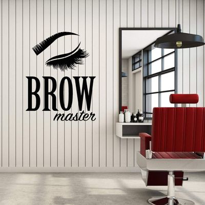 Vinyl Wall Decal Eyelashes Eyebrow Makeup Brow Master Beauty Stickers Mural Large Decor (g4188) Black