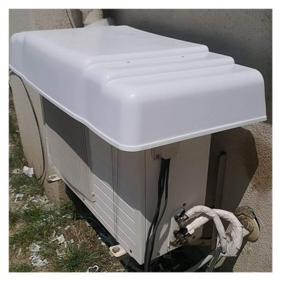 LSXIAO Window Air Conditioner Cover Outdoor, Air Conditioner Hat, Heavy Duty Defender, Dust-Proof Waterproof 2 Wire Ropes Fixed for Outside Devices (Color : White, Size : 95x40x15cm)