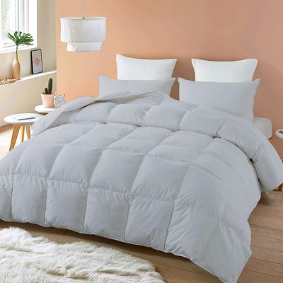 SLEEP-NEST All Season Hotel Luxury - Grand King Comforter 106 x 106 Down Alternative 3 Piece Duvet Insert with 8 Corner Tabs, Box Stitched Quilt, 350 GSM, Soft, Breathable Blanket - Silver Grey