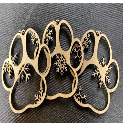 12 Paw Print Ornaments, Handmade Wood Ornaments,