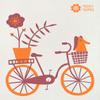 3-Pack EARTH-FRIENDLY European Compostable Sponge Cloths (aka) Swedish Dishcloths - Reusable + Washable MCM BORDEAUX/ORANGE on Natural (3-Pk Tiles + Pods + Bicycle in Bordeaux/Orange on Natural) view 4