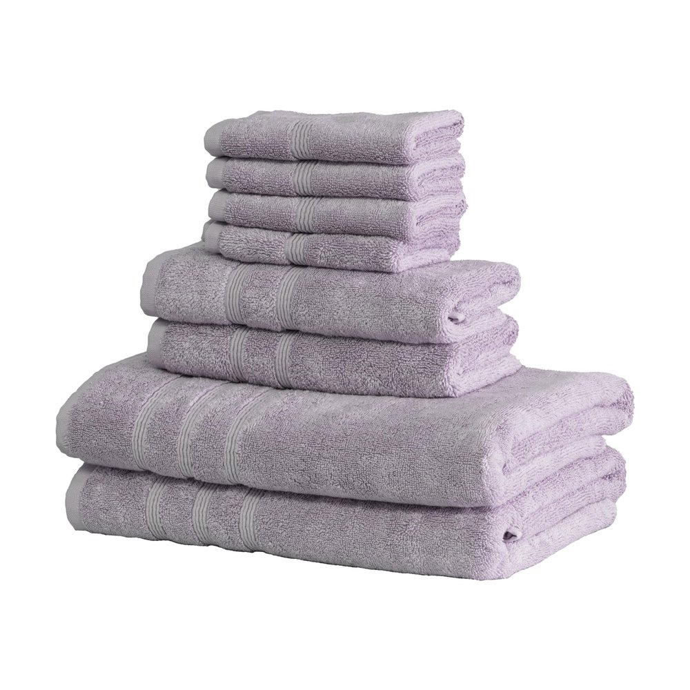 Mosobam Luxury Turkish 8pc Towel Set 30X58 16X30 13X13 Lavender Aura 700 GSM Bamboo Viscose & Aegean Turkish Combed Cotton