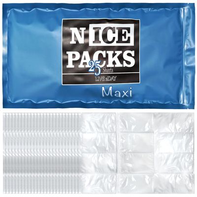 Nice Packs Reusable Dry Ice Packs for Shipping Frozen Food, Coolers, Lunch Boxes - Flexible and Long Lasting (25 Large Sheets)