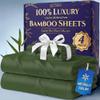 DECOLURE 100% Viscose Derived from Bamboo Sheets Queen Size - Luxury 4 Pc Naturally Cooling Sheets, Ultra Soft Bed Set - Deep 17" Pockets, Durable Double Stitching, Oeko Tex Standard (Olive) view 1