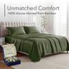 DECOLURE 100% Viscose Derived from Bamboo Sheets Queen Size - Luxury 4 Pc Naturally Cooling Sheets, Ultra Soft Bed Set - Deep 17" Pockets, Durable Double Stitching, Oeko Tex Standard (Olive) view 2