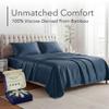 DECOLURE 100% Viscose Derived from Bamboo Sheets Queen Size - Luxury 4 Pc Naturally Cooling Sheets, Ultra Soft Bed Set - Deep 17" Pockets, Durable Double Stitching, Oeko Tex Standard (Navy Blue) view 2
