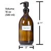 Artanis Home Refillable Amber Glass Dish Soap Dispenser 16 oz Ceramic Printed Apothecary Bottle with Oil Rubbed Bronze Pump view 4