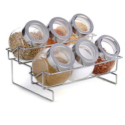 UXZDX Seasoning Bottle Set Glass Storage Tank RackCompact Spice Rack for Kitchen BBQ Camping Picnic
