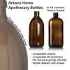 Artanis Home Refillable Amber Glass Dish Soap Dispenser 16 oz Ceramic Printed Apothecary Bottle with Black Plastic Pump view 2