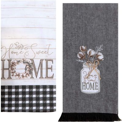 Kay Dee Designs Farmhouse Home Sweet Home Terry & Tea Towels, Set of 2 Farmhouse Rustic Kitchen Towels for Farmhouse Kitchen Decor Towels, Kitchen Hand Towels, Baking Cooking & Cleaning.