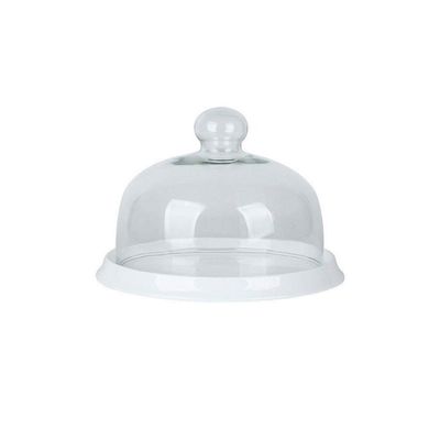 6/8/10 Inch Cake Plate, Clear Glass Cheese Donut Dome Restaurant Steak Ceramic Fruit Tray White and Marble Texture Chip & Dip Server (Color : A, Size : 21.521.515CM)