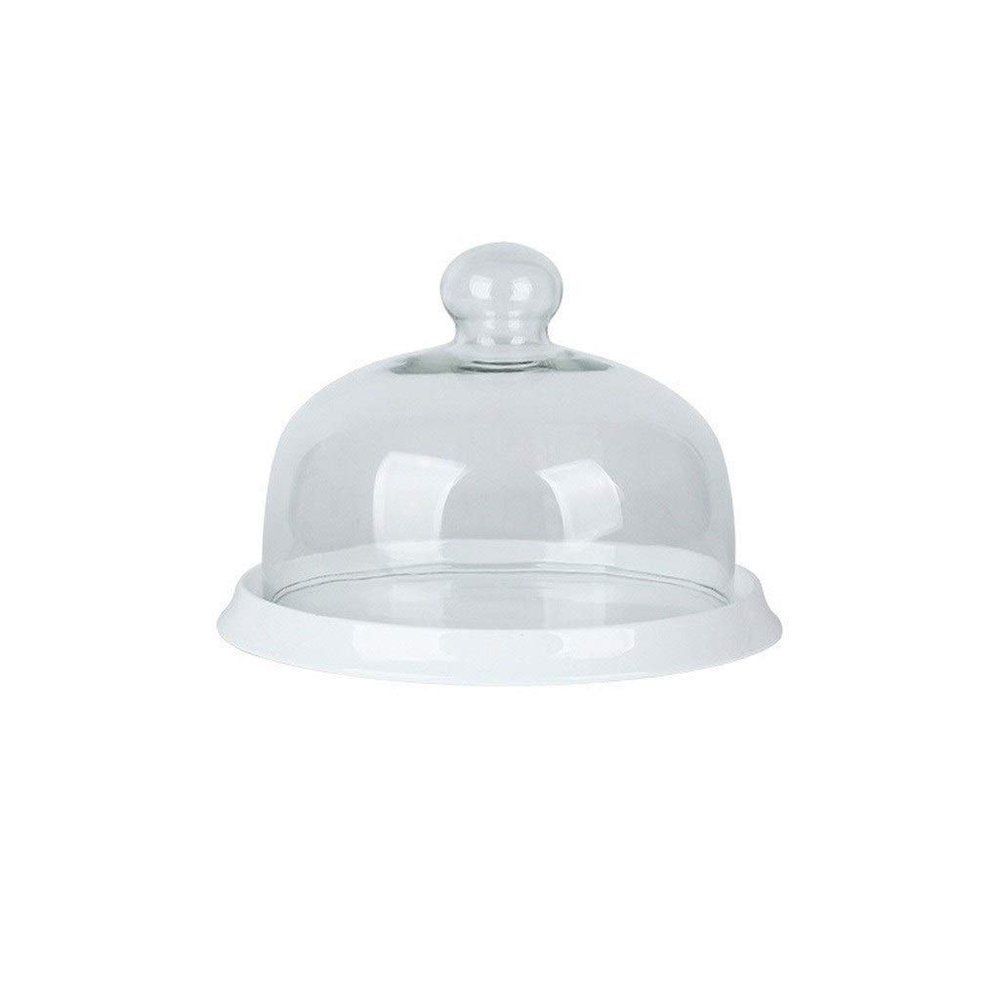 6/8/10 Inch Cake Plate, Clear Glass Cheese Donut Dome Restaurant Steak Ceramic Fruit Tray White and Marble Texture Chip & Dip Server (Color : A, Size : 21.521.515CM)