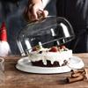 6/8/10 Inch Cake Plate, Clear Glass Cheese Donut Dome Restaurant Steak Ceramic Fruit Tray White and Marble Texture Chip & Dip Server (Color : A, Size : 21.521.515CM) view 2