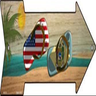 SMART BLONDE US and Delaware Flag Flip Flop Novelty Mini Metal Arrow Sign MA-703