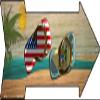 SMART BLONDE US and Delaware Flag Flip Flop Novelty Mini Metal Arrow Sign MA-703 view 1