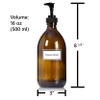 Artanis Home Refillable Amber Glass Hand Soap Dispenser 16 oz Ceramic Printed Apothecary Bottle with Black Plastic Pump view 4