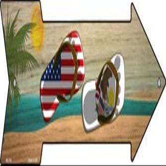 Smart Blonde US and Illinois Flag Flip Flop Novelty Mini Metal Arrow Sign MA-708