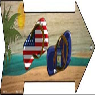 US and Michigan Flag Flip Flop Novelty Mini Metal Arrow Sign MA-717