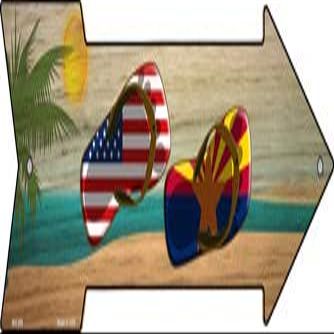 SMART BLONDE US and Arizona Flag Flip Flop Novelty Mini Metal Arrow Sign MA-698