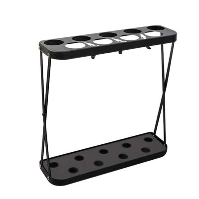 Umbrella Racks AYY Metal Umbrella Stand, Hotel Office Bookstore Cue Stick Storage Rack, Compact Size and Easy to Clean, White/Gold/Black, 9 Holes 6 Hooks 40.5x12x40cm (Color : Black)