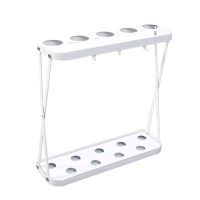 Umbrella Racks AYY Metal Umbrella Stand, Hotel Office Bookstore Cue Stick Storage Rack, Compact Size and Easy to Clean, White/Gold/Black, 9 Holes 6 Hooks 40.5x12x40cm (Color : White)