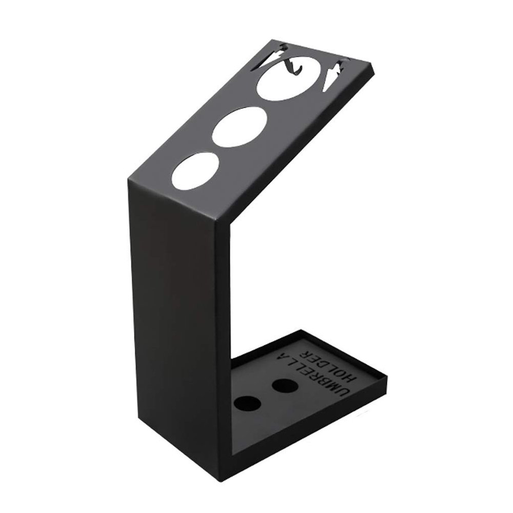 Umbrella Racks AYY Iron Umbrella Stand, Small Umbrella Holder for Home Hotel Offices, Removable Drip Tray, White/Gold/Black, 3 Holes 2 Hooks 25x14.5x41.5cm (Color : Black)