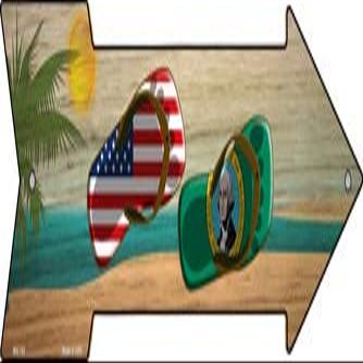 US and Washington Flag Flip Flop Novelty Mini Metal Arrow Sign MA-742