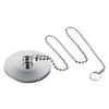 Bath Tub Stopper with Chain, Stainless Steel Panel Thickened Kitchen Sink Solid Metal Plug Waste Drain Cover view 1