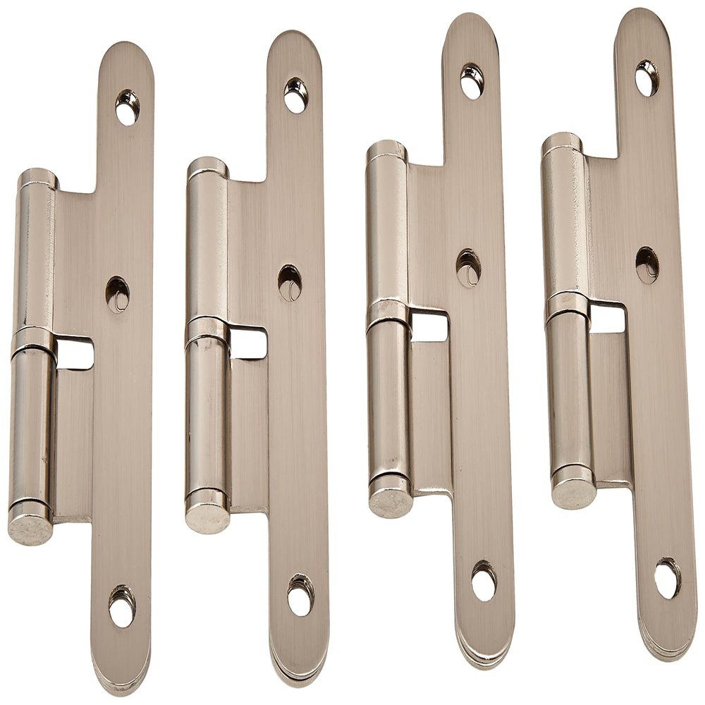 Jdel Pack of 4 Nickel-Plated Round Edge Bolts Without Finial 100 mm, Right, 100 mm