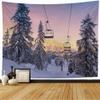Wall Tapestry Blue Travel Elevator Winter Mountains Panorama Peak Ski Slopes Nature Alps Line Design Hill Bohinj Tapestry Wall Hanging Bedding Tapestry for Bedroom 80x60 Inch view 1