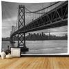 Staromin Tapestry Oakland Bay Bridge Connect Between Beautiful San Francisco Island Skyline White Architecture Area Vintage Tapestry Wall Hanging for Bedroom Home Dorm 80x60 Inch view 1