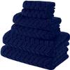 BAGNO MILANO Turkish Bath Towels, Soft Plush Jacquard Luxury Bath Towels, Quick Dry Towel Set (Navy, 6 pcs Towel Set) view 1