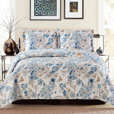 Royal Hotel Bedding Layan Oversized Coverlet Set, Luxury Printed Design Quilt, Bedspread - Filled Quilts - Fits Pillow top Mattresses - 2PC Set - Twin/Twin-Extra-Long Size