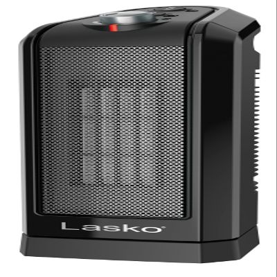 Lasko Oscillating Ceramic Tower Space Heater for Home with Overheat Protection, Adjustable Thermostat, and 2 Speeds, 15.7 Inches, Black, 1500W, CT16450