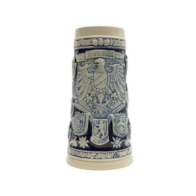 1.1 Liter | OktoberfestHaus Tankard Ceramic Beer Stein Cobalt Blue Collectible Bier Krug German Adler (Eagle) Midieval Coat Of Arms Jarras de Cerveza and Jarra Stein
